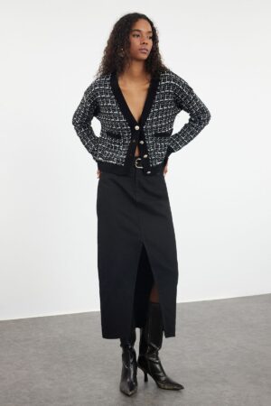 Trendyol Black Tweed Look Knitwear Cardigan Trendyol Black Tweed Look Knitwear Cardigan