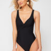 Trendyol Black V-Neck Knotted Regular Swimsuit