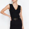 Trendyol Black V Neck Snap Knitted Bodysuit