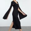 Trendyol Black V Neck Woven Chic Midi Evening Dress