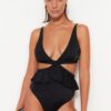Trendyol Black V-Neck alternatív viselet normál lábú fürdőruha