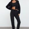 Trendyol Black Warm Winter Diver/Scuba Fabric Knitted Sports Sweatpants with Raised Inside