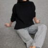 Trendyol Black Wide Fit Soft Textured Basic Knitwear Sweater