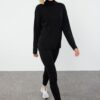 Trendyol Black Wide Fit Turtleneck Knitwear Bottom-Top Set