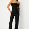 Trendyol Black Wide Leg Knitted Woven Jumpsuit