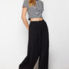 Trendyol Black Wide Leg Ribbed Flexible Knitted Trousers