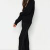 Trendyol Black Wide Pattern Stone Detailed Knitwear Bottom-Top Set