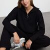Trendyol Black Wide Pattern Zippered Knitwear Top-Bottom Set
