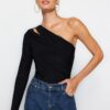 Trendyol Black Window/Cut Out Detailed Bodysuit