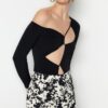 Trendyol Black Window/Cut Out Detailed Snap Body