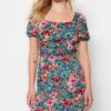 Trendyol Black Woven Back Detail Floral Mini Woven Dress