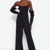 Trendyol Black Woven Piping Jumpsuit
