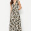Trendyol Black Woven V Neck Floral Maxi szőtt ruha