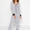 Trendyol Black and White Striped Cuff and Pile Detailed T-shirt-Jogger Knitted Pajamas Set