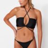 Trendyol Black pánt nélküli nyakkendő normál lábú bikini szett
