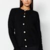 Trendyol Black puha textúrájú kiegészítő kötöttáru Cardigan
