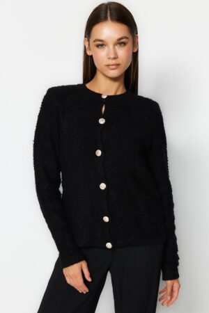 Trendyol Black puha textúrájú kiegészítő kötöttáru Cardigan