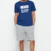 Trendyol Blue 100% Cotton Regular Fit Knitted Summer Shorts Pajama Set