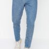 Trendyol Blue 100% Cotton Relax Fit Boyfriend Jeans