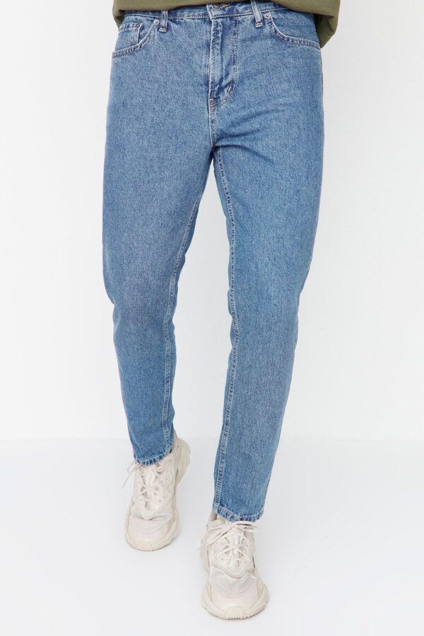 Trendyol Blue 100% Cotton Relax Fit Boyfriend Jeans