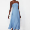 Trendyol Blue A-Cut Woven Elegant Evening Dress