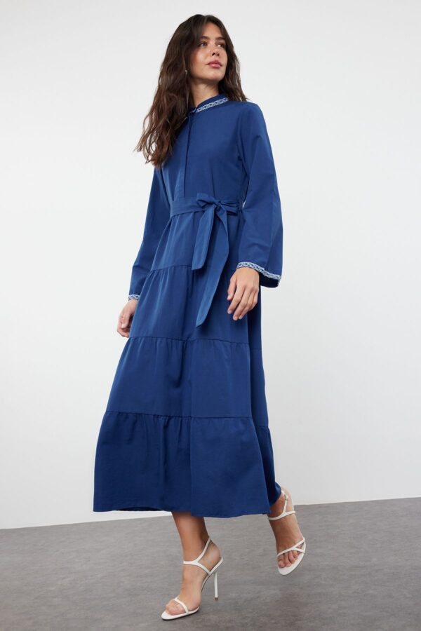 Trendyol Blue Accessory Detailed Woven Dress