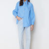 Trendyol Blue Baby Collar Accessory Cotton Woven Shirt