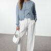 Trendyol Blue Basic Cardigan-Blouse Knitwear Cardigan