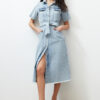 Trendyol Blue Belt Maxi Denim Dress