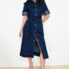 Trendyol Blue Belted Maxi Denim Dress