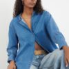 Trendyol Blue Button Detailed Oversize Denim Shirt