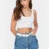 Trendyol Blue Cargo Pocket Detailed Denim Shorts