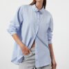 Trendyol Blue Collar Stone Detailed Oversize Wide Fit Woven Shirt