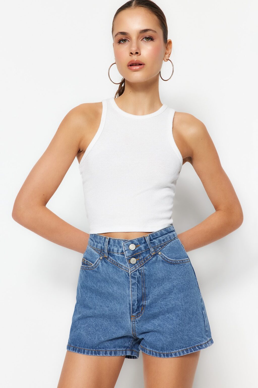 Trendyol Blue Denim Shorts & Bermuda