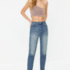 Trendyol Blue Faded Effect Vintage High Waist Slim Mom Jeans