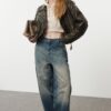 Trendyol Blue Faded Effect Vintage Low Waist Skater Jeans