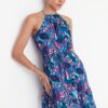 Trendyol Blue Floral Mini szőtt sifon bélelt ruha