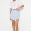 Trendyol Blue Floral Tie Double Breasted Viscose Woven Shorts Skirt