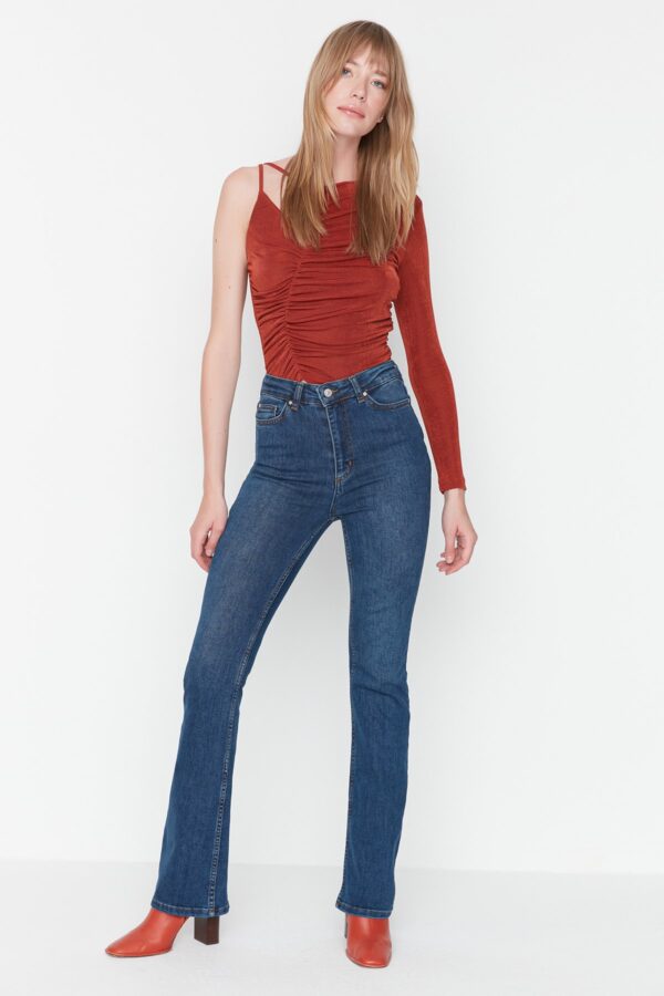 Trendyol Blue High Derékkal Skinny Flare farmer