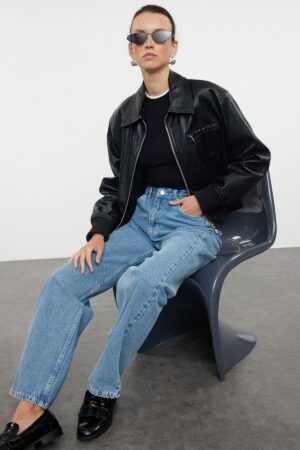 Trendyol Blue High Waist Wide Leg Jeans