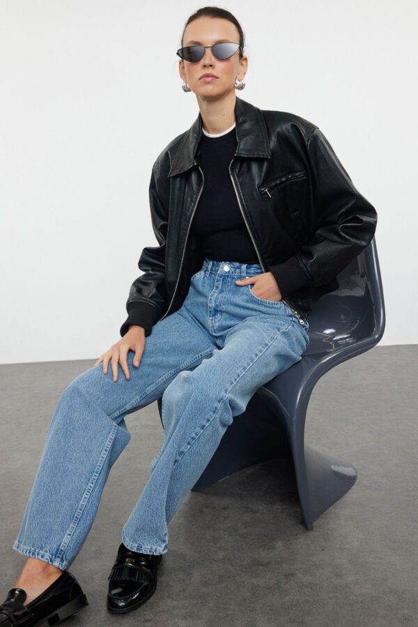 Trendyol Blue High Waist Wide Leg Jeans