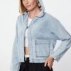 Trendyol Blue Hooded Denim Jacket