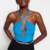Trendyol Blue Knitted Window/Cut Out Detailed Body With Snap Snaps