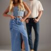 Trendyol Blue Maxi Denim Skirt with Cargo Pocket