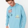 Trendyol Blue Men's Oversize/Wide-Cut Hoodie Printed Sweatshirt