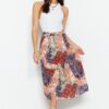 Trendyol Blue Midi Woven Printed Skirt
