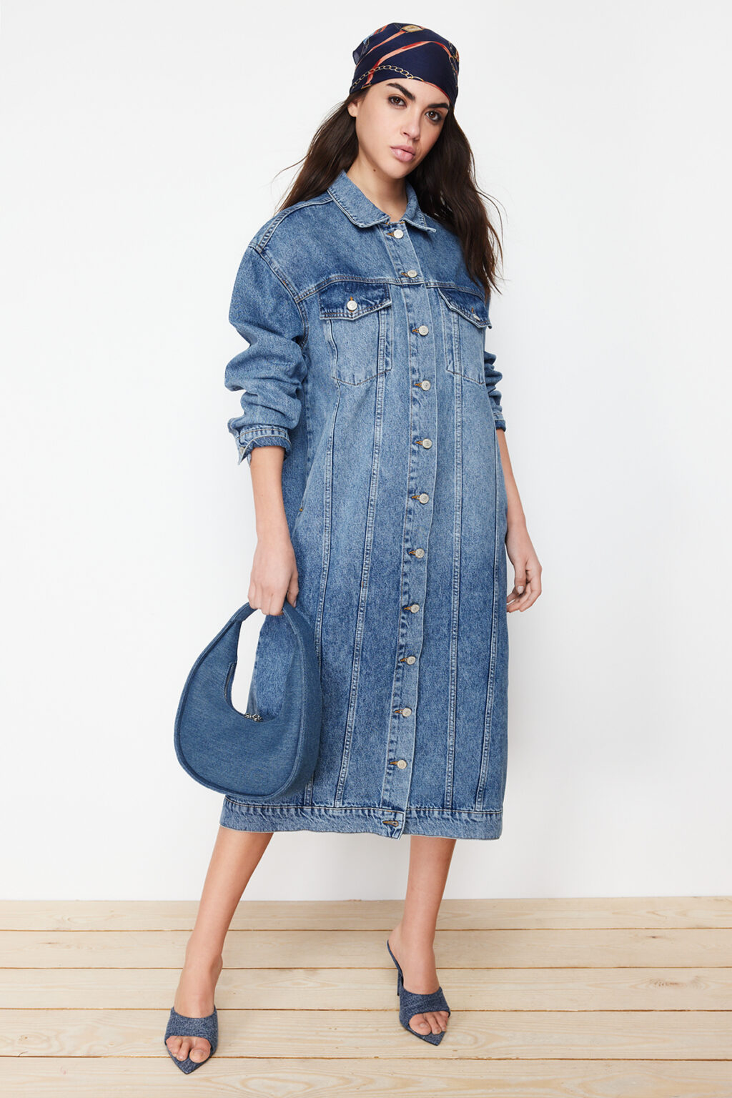 Trendyol Blue More Sustainable Denim Trench Coat