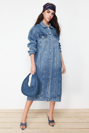 Trendyol Blue More Sustainable Denim Trench Coat