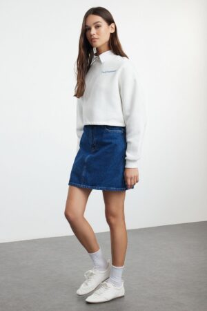Trendyol Blue More Sustainable High Waist Mini Denim Skirt