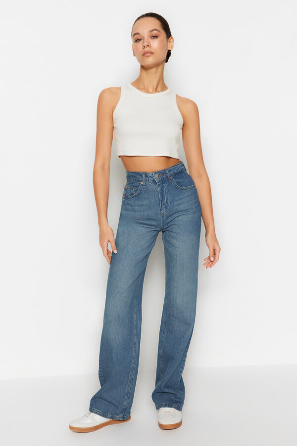 Trendyol Blue More Sustainable High Waist Wide Leg Jeans